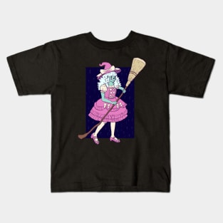 Pink Lolita Witch print Kids T-Shirt